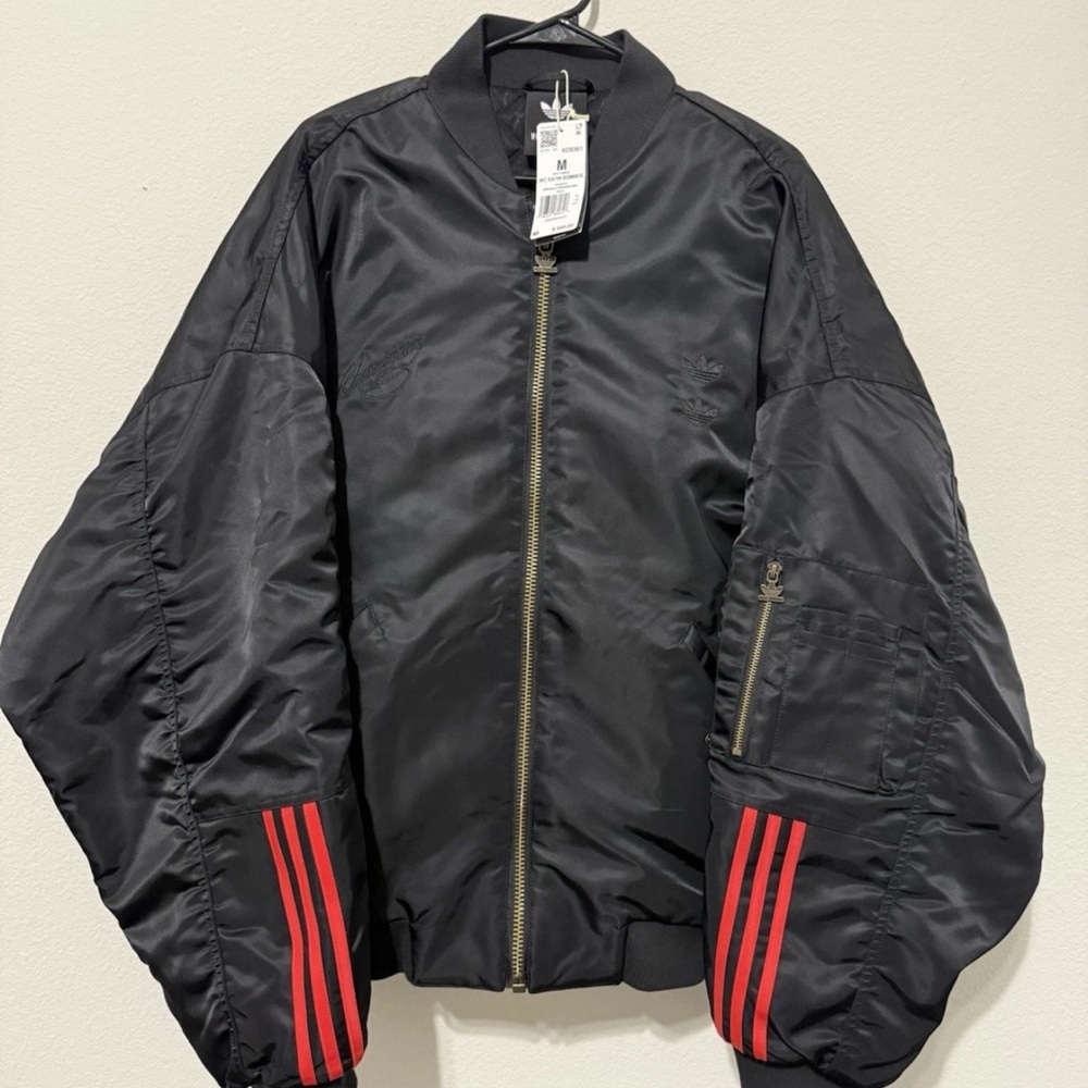 Adidas x Willy Chavarria Satin Bomber Oversized Jacket KD9361 Black Men’s Size M